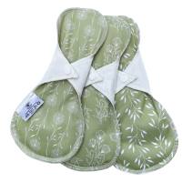 Blümchen FLORAL green waterproof panty liners HEMP-BAMBOO 3pcs. (Made in Turkey) - LARGE