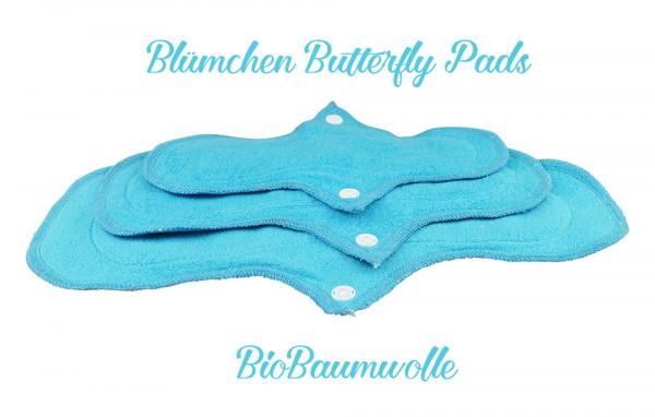 Blümchen BIO-Baumwoll Butterfly-Slipeinlage/ Binde 3er Größe S