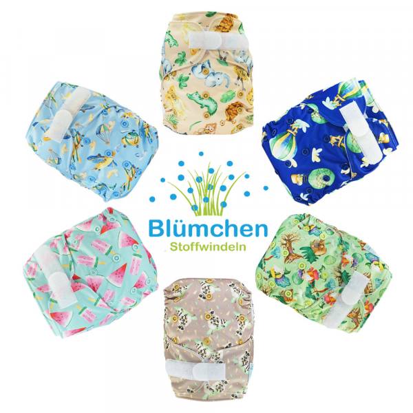 Retailpack 60 pcs. Blümchen Pocket diaper watercolor designs