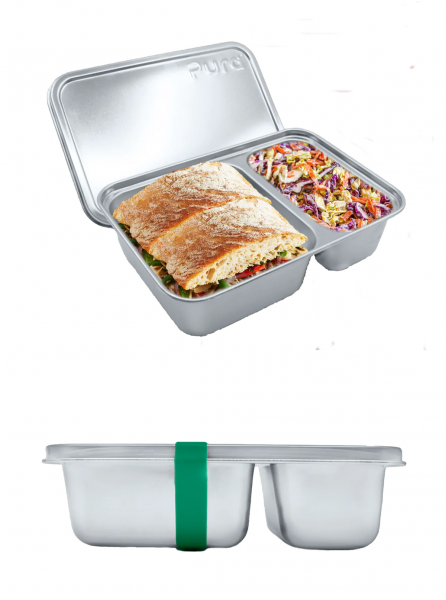 Pura® Lunch doppelte Brotdose Edelstahl Large