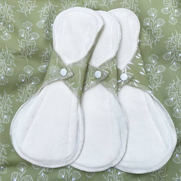 Blümchen FLORAL green waterproof panty liners HEMP-BAMBOO 3pcs. (Made in Turkey) - SMALL