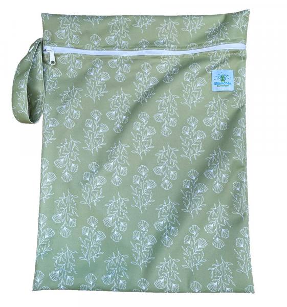 Blümchen Wetbag PUL mit Zip FLORAL grün (Made in Turkey)